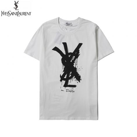 イヴ・サンローラン YSL メンズ/レディース 2色 クルーネック Tシャツ 綿 新入荷ブランドコピー専門店