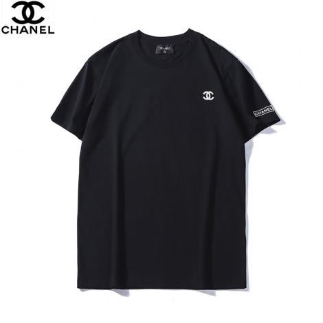 ブランド販売シャネル CHANEL メンズ/レディース カップル 2色 クルーネック 綿 Tシャツ 人気コピー口コミ