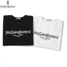 イヴ・サンローラン YSL メンズ/レディース 2色 クルーネック Tシャツ 綿  新入荷ブランドコピー安全後払い専門店