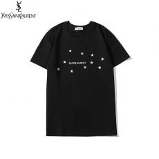 イヴ・サンローラン YSL メンズ/レディース カップル 2色 クルーネック Tシャツ 綿  定番人気レプリカ口コミ販売
